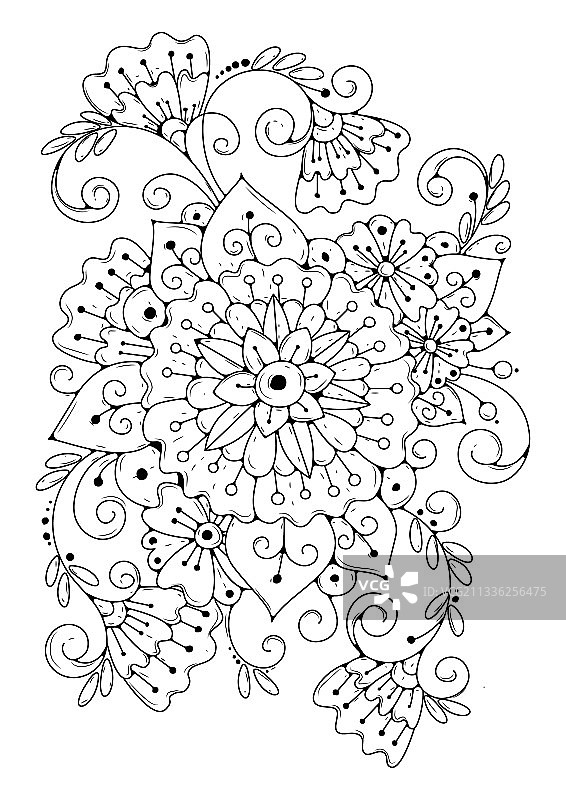 儿童和成人涂色页图片素材