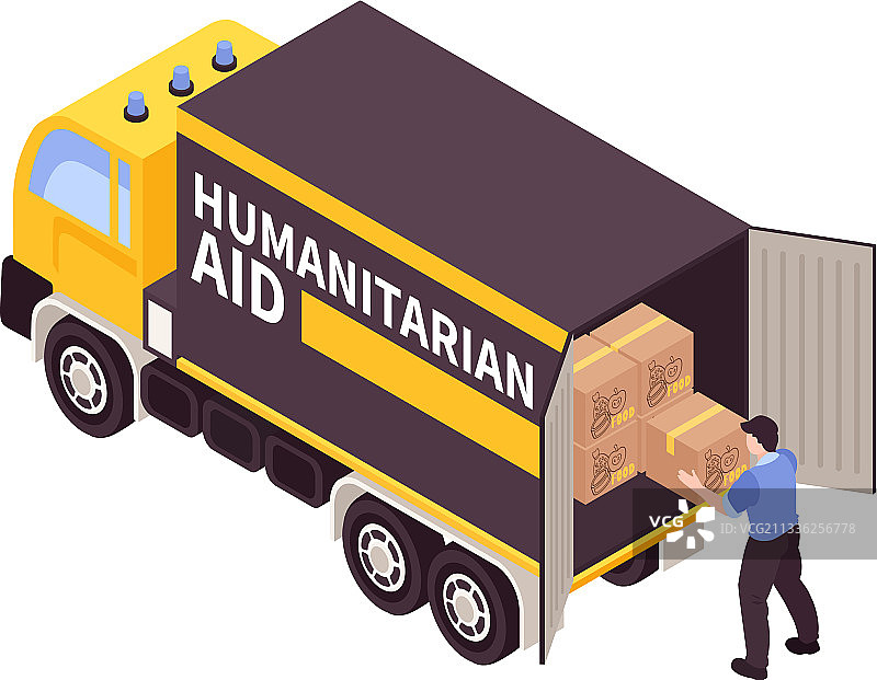 人道主义援助卡车构成图片素材
