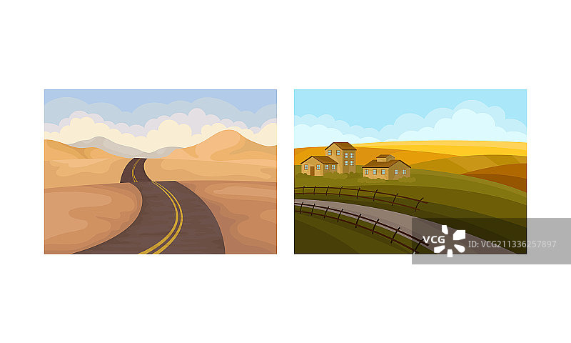 蜿蜒的乡村公路和绿色景观图片素材