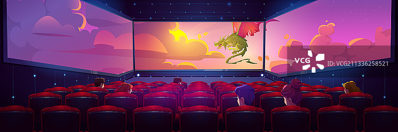 带全景屏幕的电影院大厅图片素材