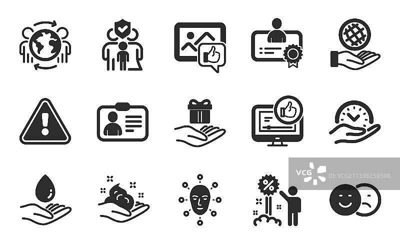 点赞视频和证书图标集图片素材