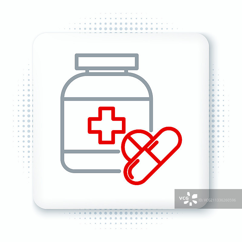 药瓶和药丸图标线条画图片素材