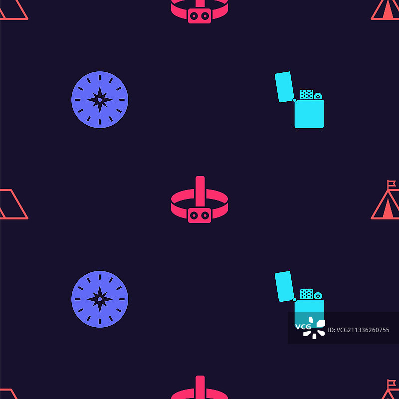 打火机、指南针、头灯和游客图片素材