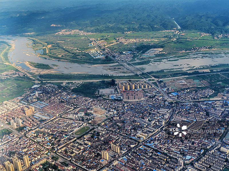 陕西省汉中市城固县城区航拍图片素材