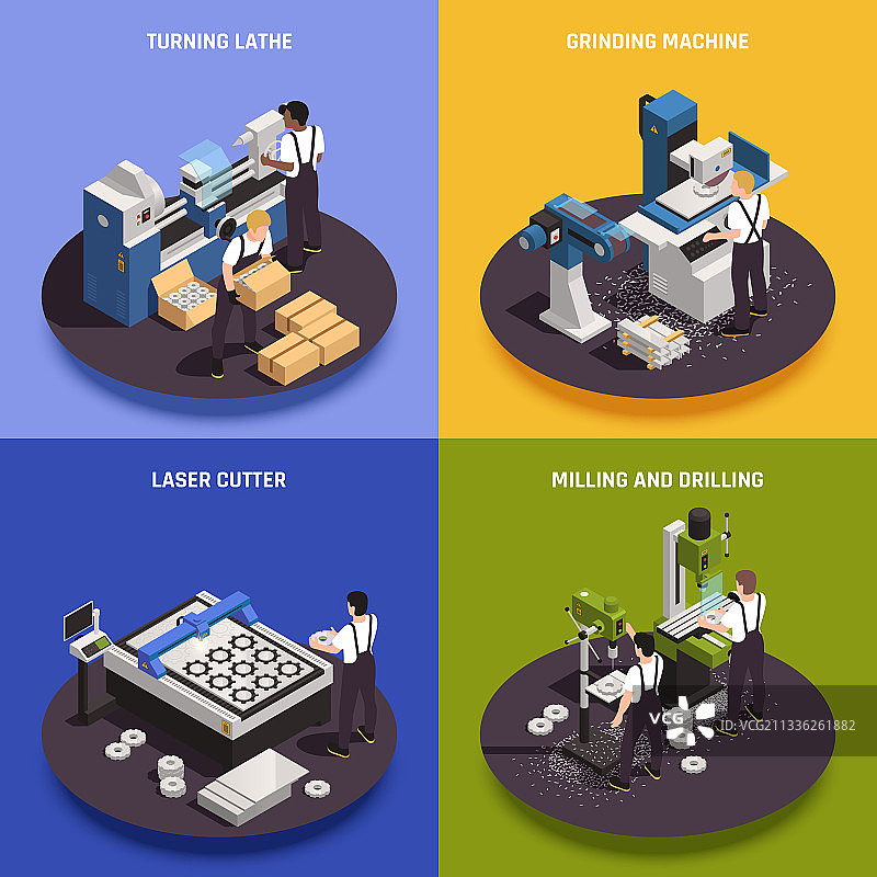 金属加工2.5D概念图片素材