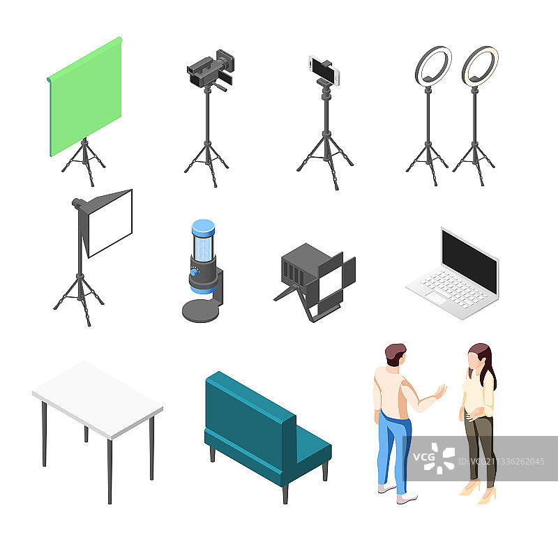 视频博客2.5D图标合集图片素材