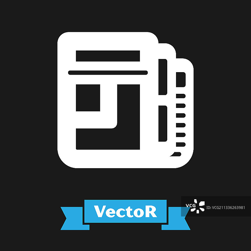 白色股市新闻图标孤立于黑色图片素材