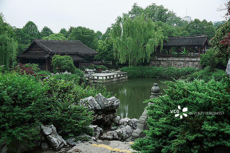 夏季梅雨季节的绍兴沈园风光图片素材