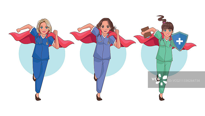 三位英雄医生图片素材