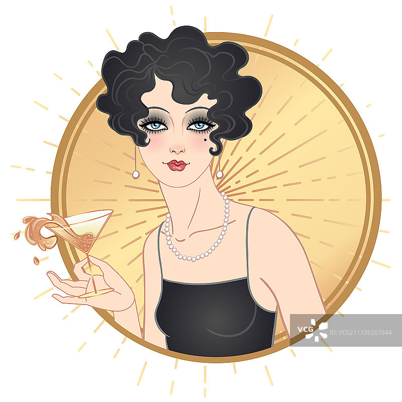 拿着鸡尾酒杯的女性图片素材