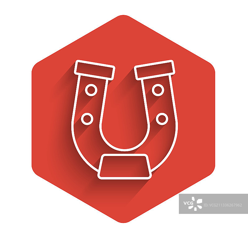 带长阴影的白色线条马蹄铁图标图片素材