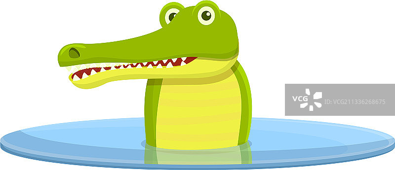 卡通风格鳄鱼湖浴图标图片素材
