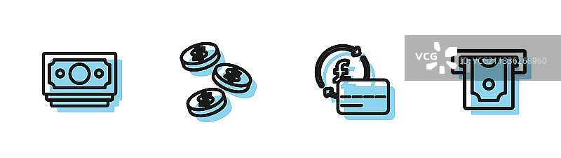 信用卡与纸币现金图片素材