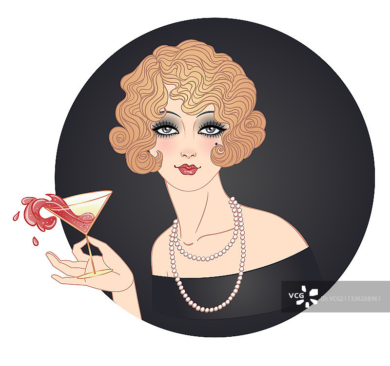 拿着鸡尾酒杯的女性图片素材