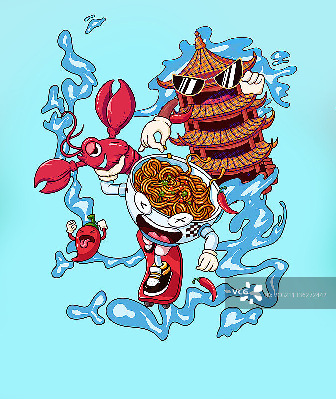 武汉热干面黄鹤楼图片素材