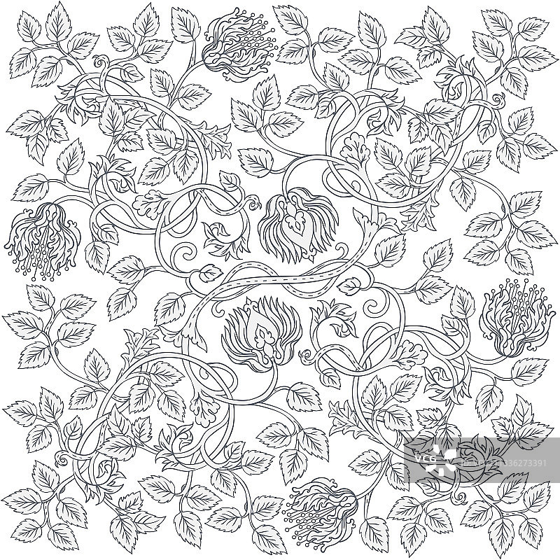 复古花卉无缝图案图片素材