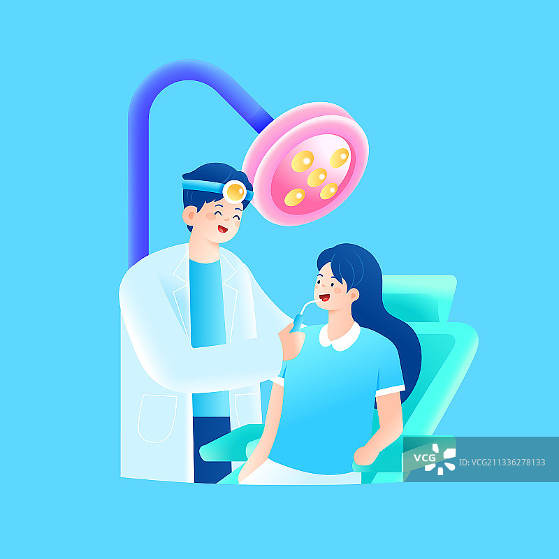 卡通爱牙日牙齿牙龈洁牙健康牙科医生种植牙口腔医疗健康矢量插画图片素材