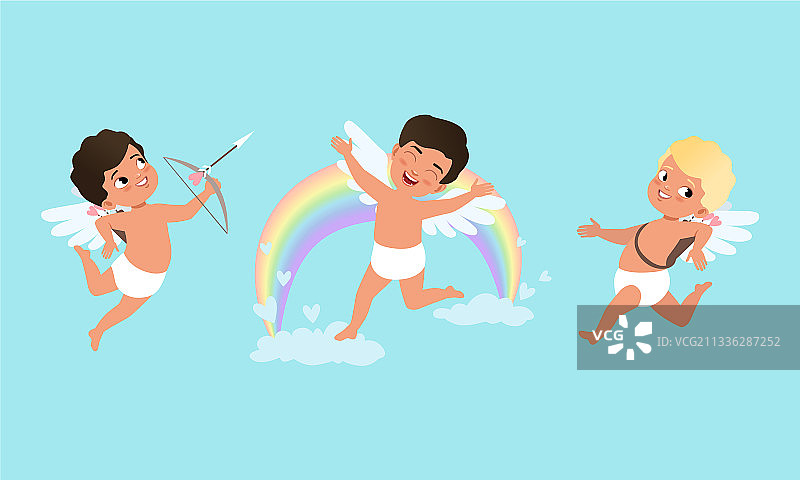 快乐可爱的小天使套装图片素材