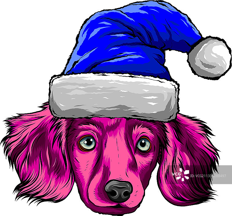 戴圣诞帽的小狗头像图片素材