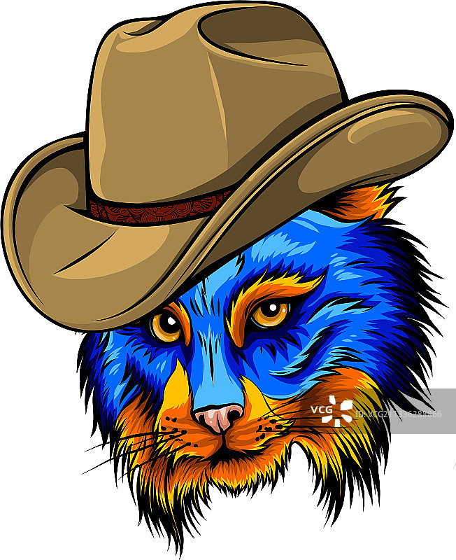 戴优雅帽子的猞猁头像图片素材