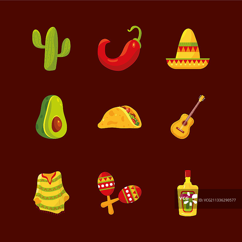 九个墨西哥图标图片素材