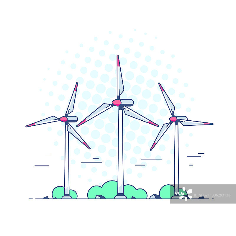 白色背景上的风力涡轮机图片素材