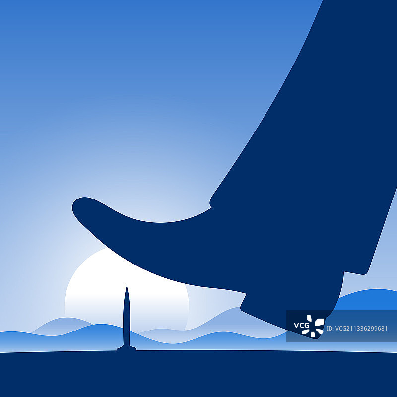 商人踩到钉子的腿部特写图片素材