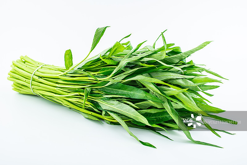 白背景上一把新鲜空心菜图片素材