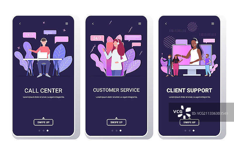 配备耳机的客服热线接线员图片素材