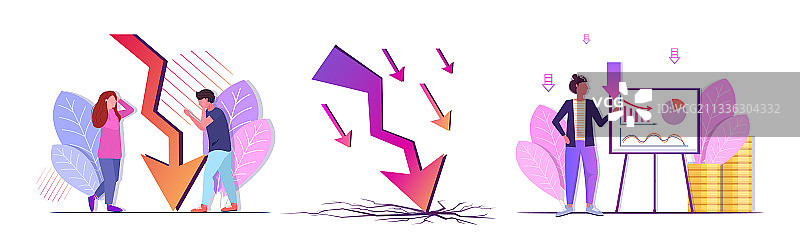 对下滑图表感到沮丧的商人图片素材