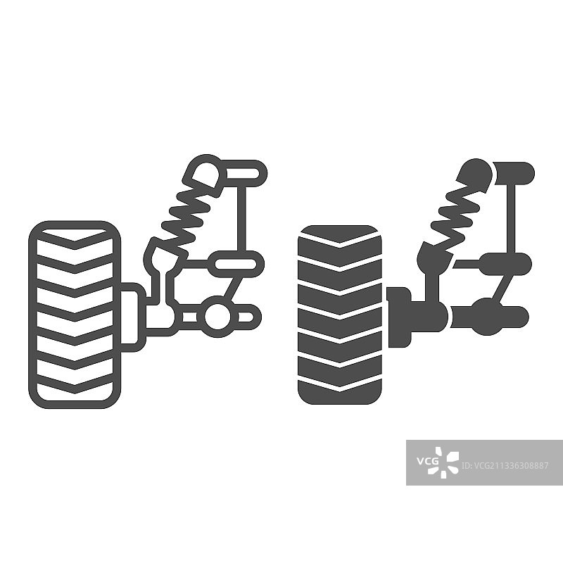 汽车车轮和带减震器的悬架图片素材