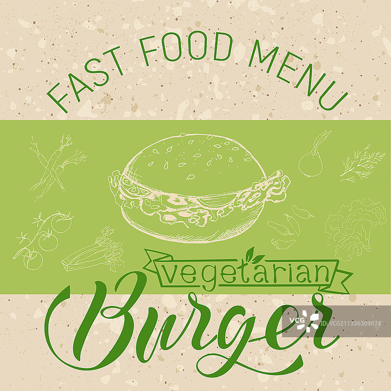 素食汉堡（素描风格）图片素材