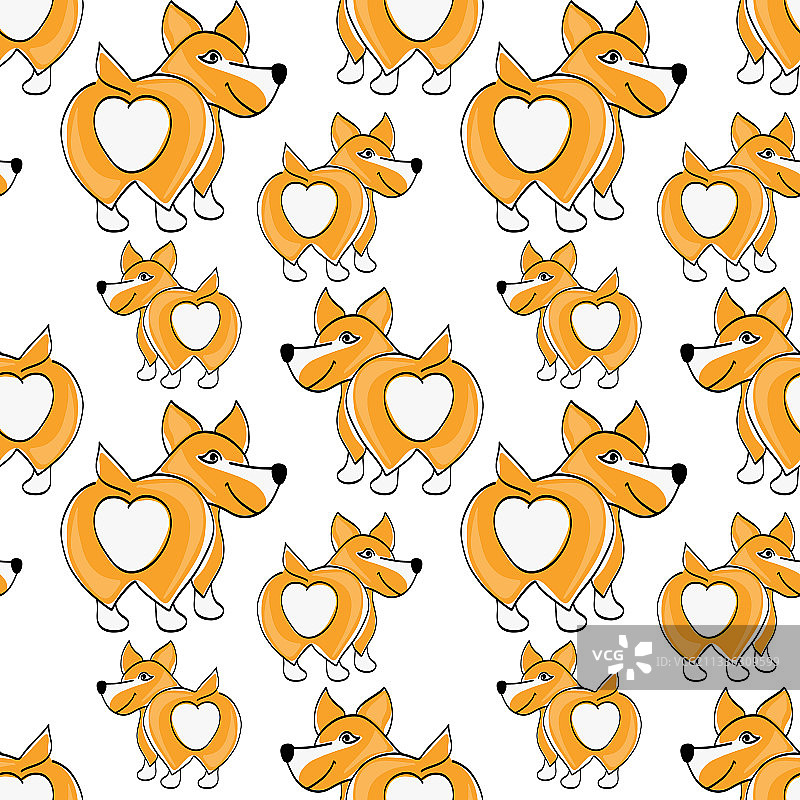 柯基犬无缝图案涂鸦图片素材