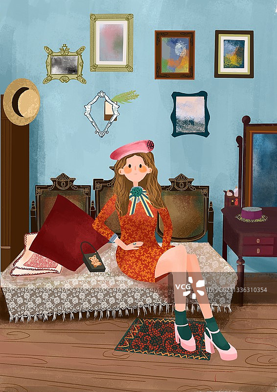 复古女孩图片素材