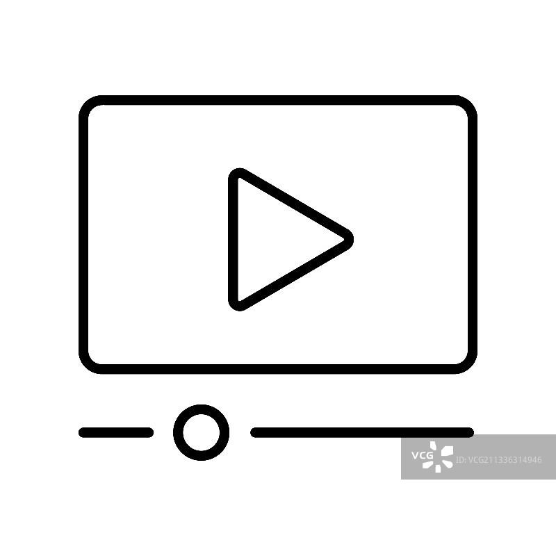 黑白轮廓视频播放器图标按钮图片素材