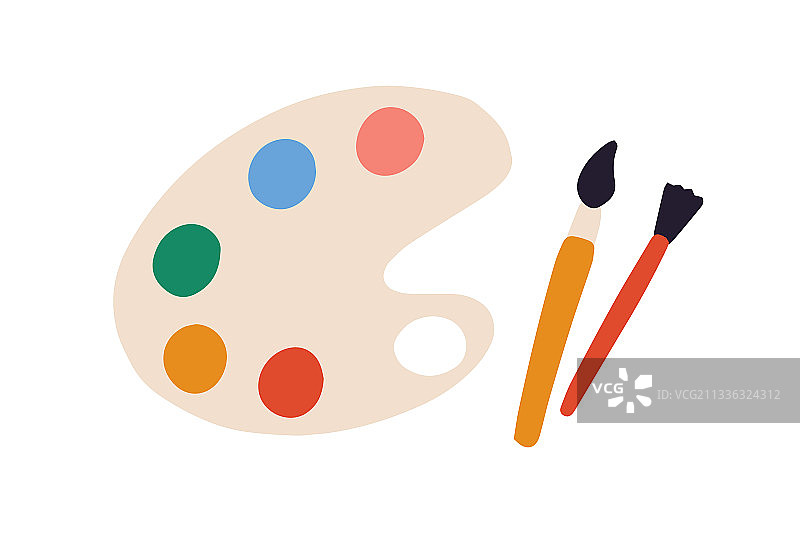 艺术家调色板与多彩颜料图片素材