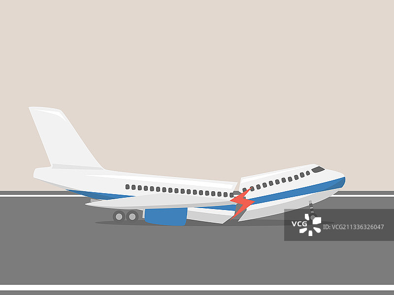 飞机着陆坠毁事故概念图片素材