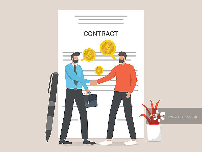 商务交易：商人签订合同图片素材