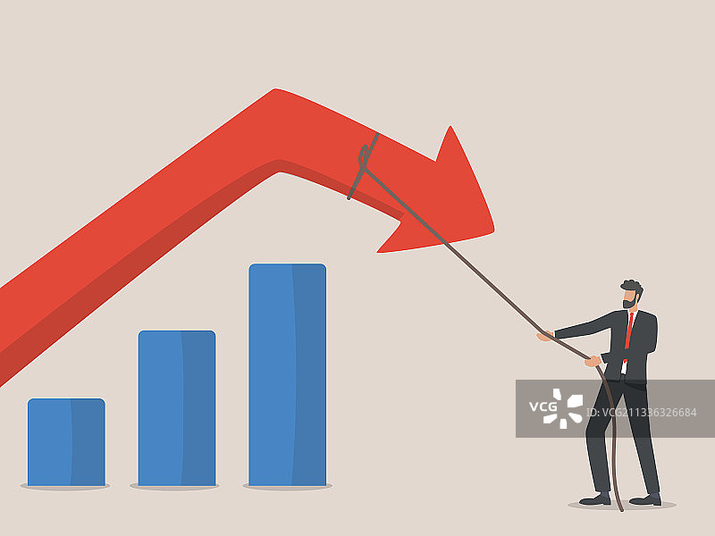 成本降低概念：商人拉动图片素材