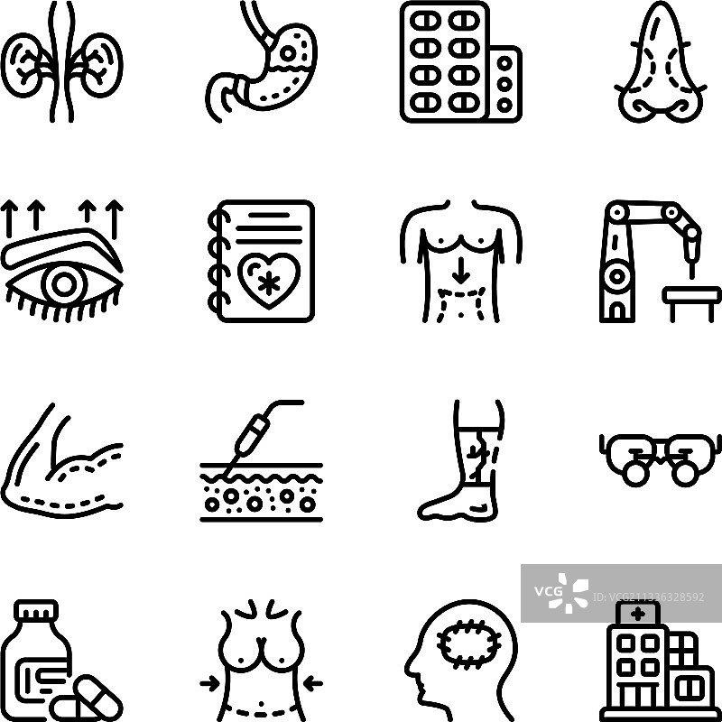 医院和外科线性图标图片素材