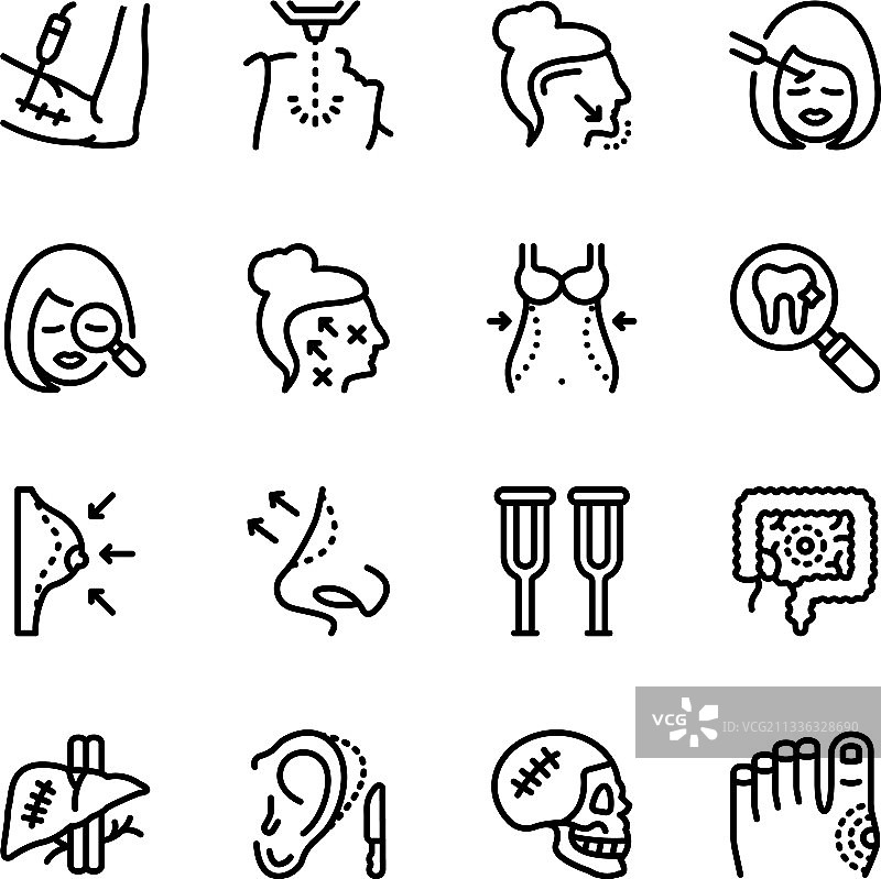 医疗处理线性图标合集图片素材