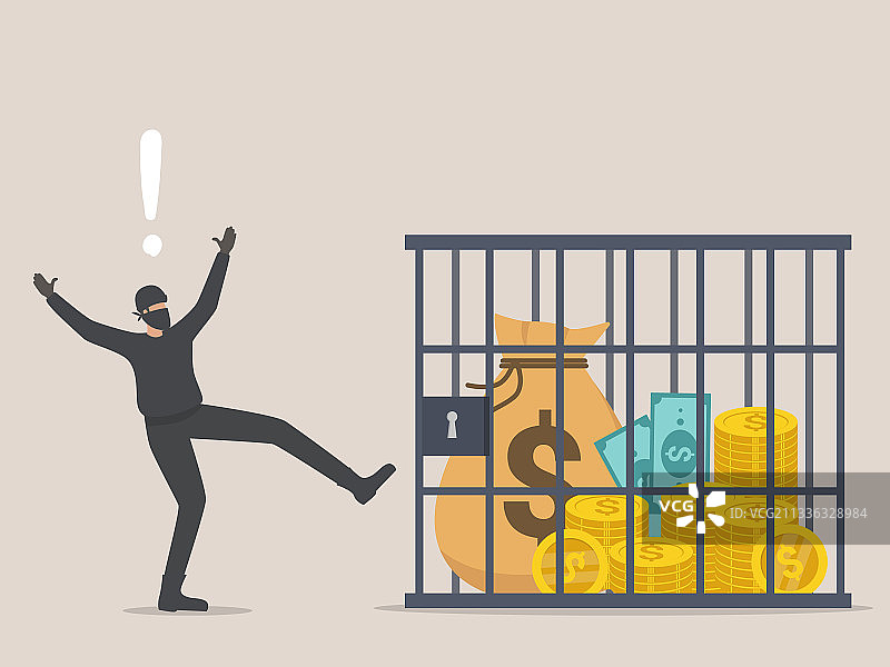 带有美元符号的钱袋吸引着小偷图片素材