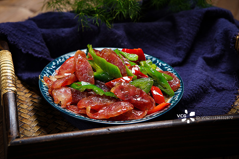 彩椒炒腊肠图片素材