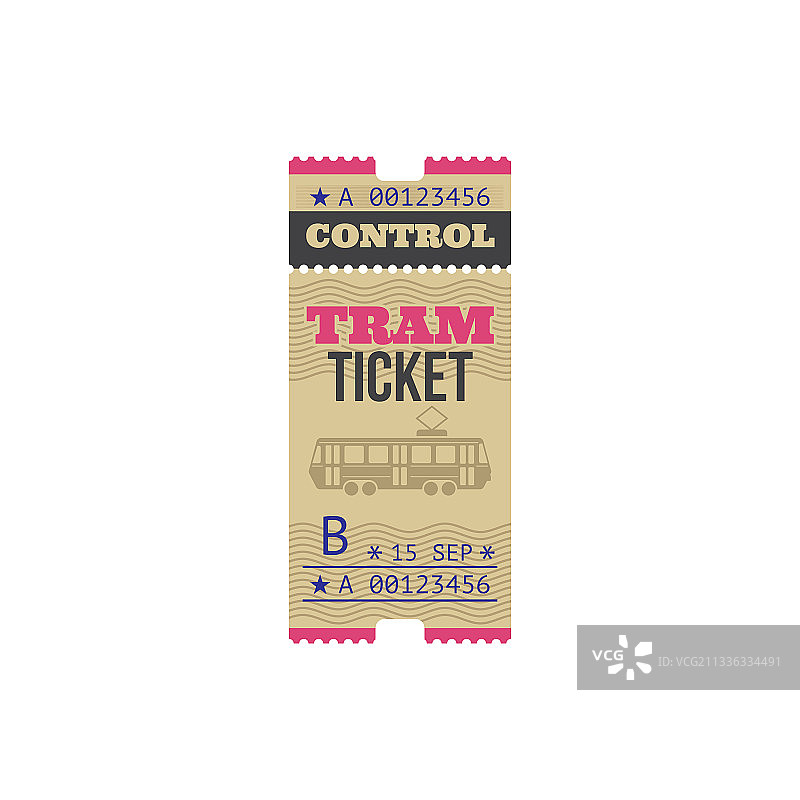 带控制切割线的有轨电车票图片素材