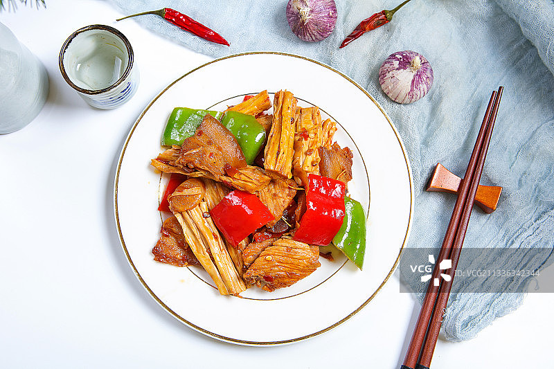 腐竹炒肉片图片素材