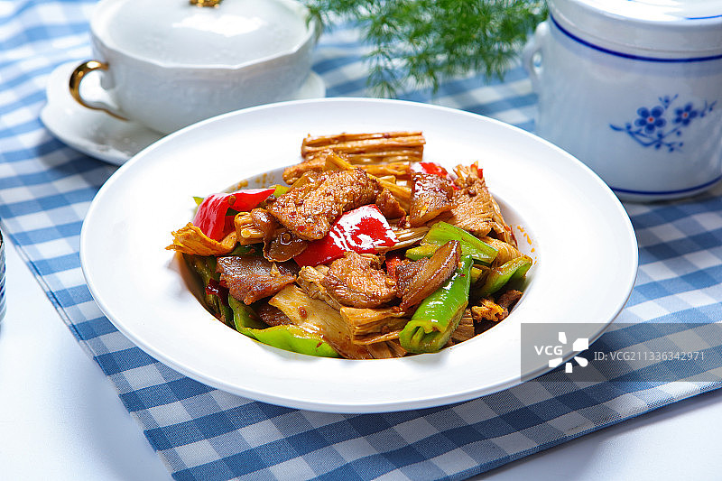 腐竹炒肉片图片素材