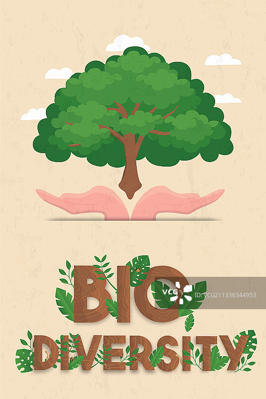 生物多样性概念：人类手捧树图片素材