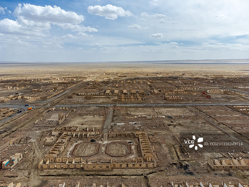 青海冷湖老基地遗址航拍图片素材