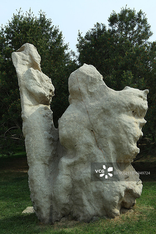 中国河北石家庄植物园--奇石、竹园、花、雕塑、桥树化石林图片素材