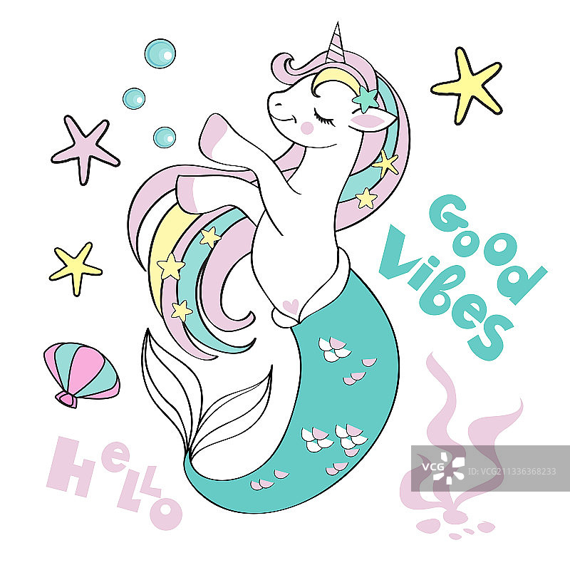 美人鱼独角兽图片素材